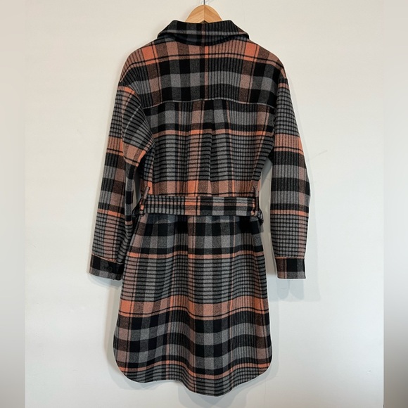 Rails Melina Coat Mid Length Wool Blend w/ Tie in Soft Pink/Black Plaid Medium - Picture 13 of 13